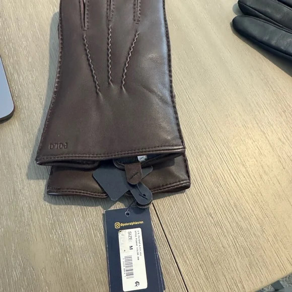 Polo by Ralph Lauren Dark Brown Leather Gloves - Picture 1 of 1